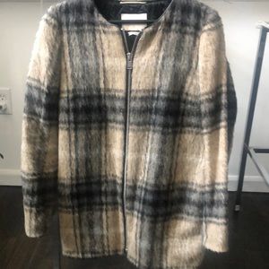 Aritzia Wilfred Mohair Plaid Coat